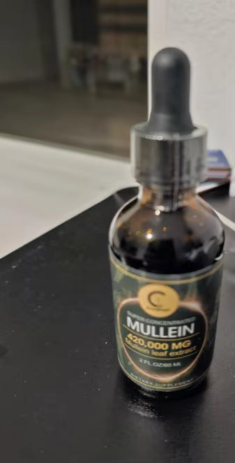 Natural Mullein Leaf Drops (60ml) Herbal Supplement for Lung Cleanse Helps Healthy Respiratory Function & Mucous Membranes