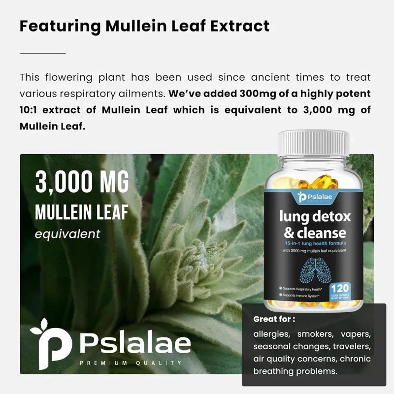 Lung Detox & Cleanse Gel Capsules - Supports Bronchial and Respiratory Health, Promoting Lung Cleansing and Detoxification