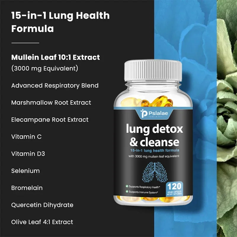 Lung Detox & Cleanse Gel Capsules - Supports Bronchial and Respiratory Health, Promoting Lung Cleansing and Detoxification