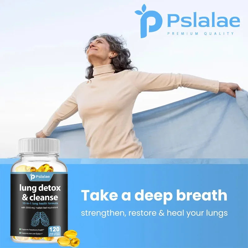 Lung Detox & Cleanse Gel Capsules - Supports Bronchial and Respiratory Health, Promoting Lung Cleansing and Detoxification
