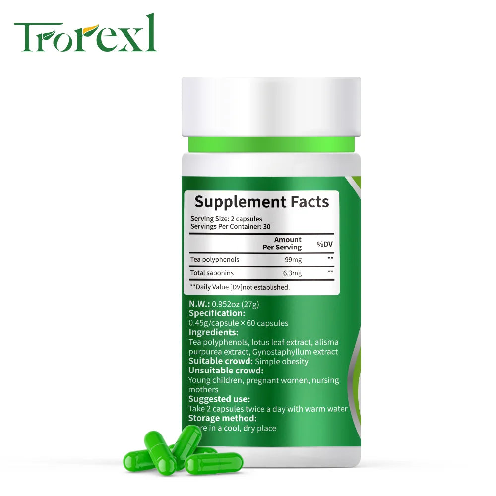 Lotus Leaf Extract Tea Polyphenol Capsules Detox & Fat Burner Night Enzymes, Appetite Suppressant Diet Pills - Thousands Lost Weight Within 3-4 Weeks