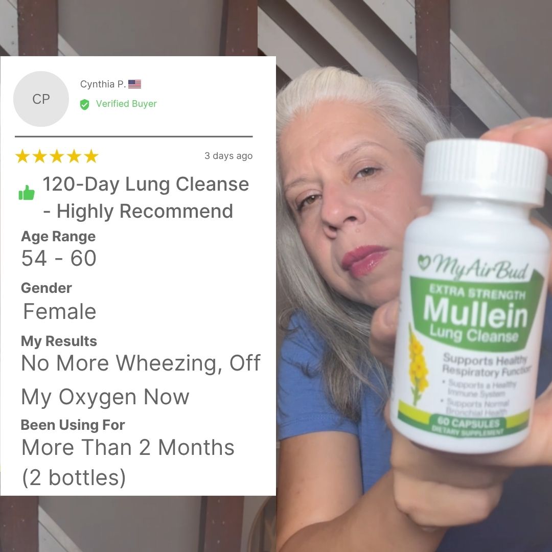 Natural Mullein Leaf Capsules Herbal Supplement for Lung Cleanse Helps Healthy Respiratory Function & Mucous Membranes
