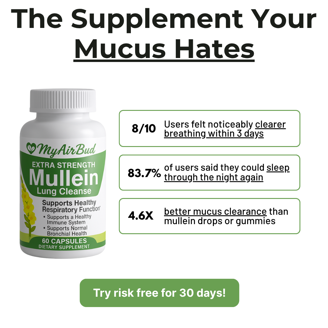 Natural Mullein Leaf Capsules Herbal Supplement for Lung Cleanse Helps Healthy Respiratory Function & Mucous Membranes