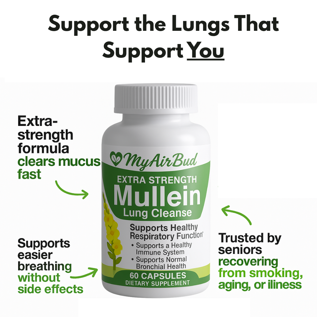 Natural Mullein Leaf Capsules Herbal Supplement for Lung Cleanse Helps Healthy Respiratory Function & Mucous Membranes