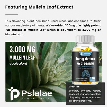 Lung Detox & Cleanse Gel Capsules - Supports Bronchial and Respiratory Health, Promoting Lung Cleansing and Detoxification