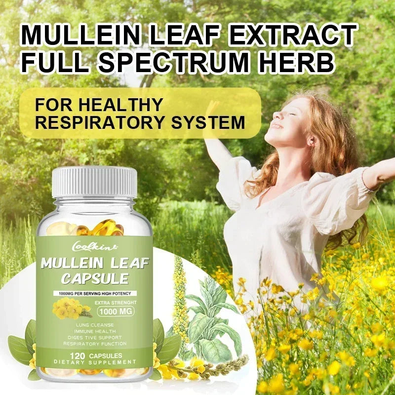Mullein Gel Capsules - Supports Healthy Respiratory Function and Mucous Membranes and Promotes Lung Cleansing