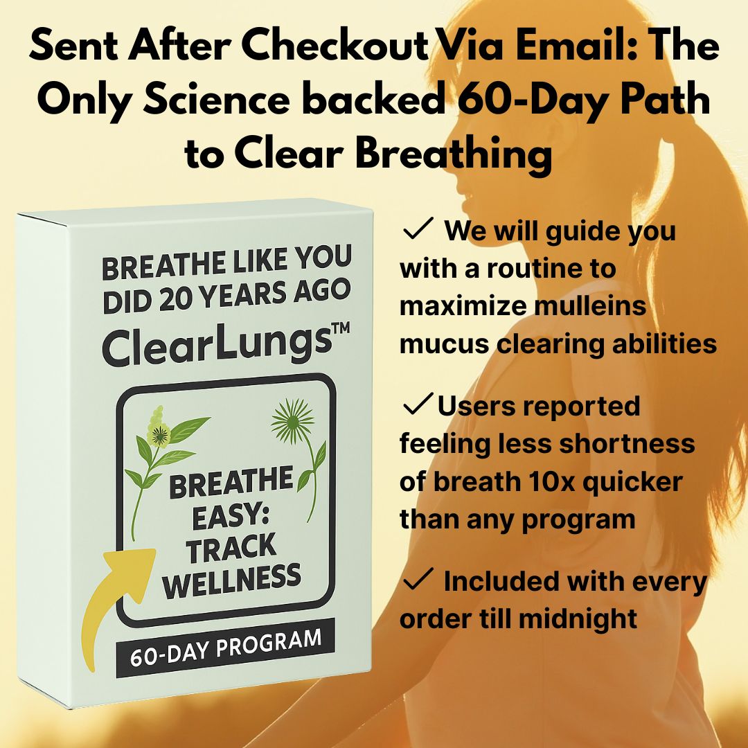 Natural Mullein Leaf Capsules Herbal Supplement for Lung Cleanse Helps Healthy Respiratory Function & Mucous Membranes